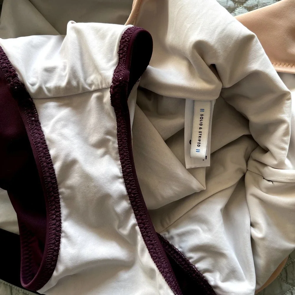 Solid and Striped The‎ Ballerina Color-Block Swimsuit Black Nude Bordeaux Combo